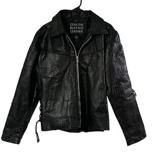 Navarre Leather Company Womens Genuine Buffalo Leather Black Jacket Size XL